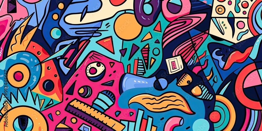 Abstract colorful geometric shapes and patterns. Abstract colorful geometric shapes and patterns.
