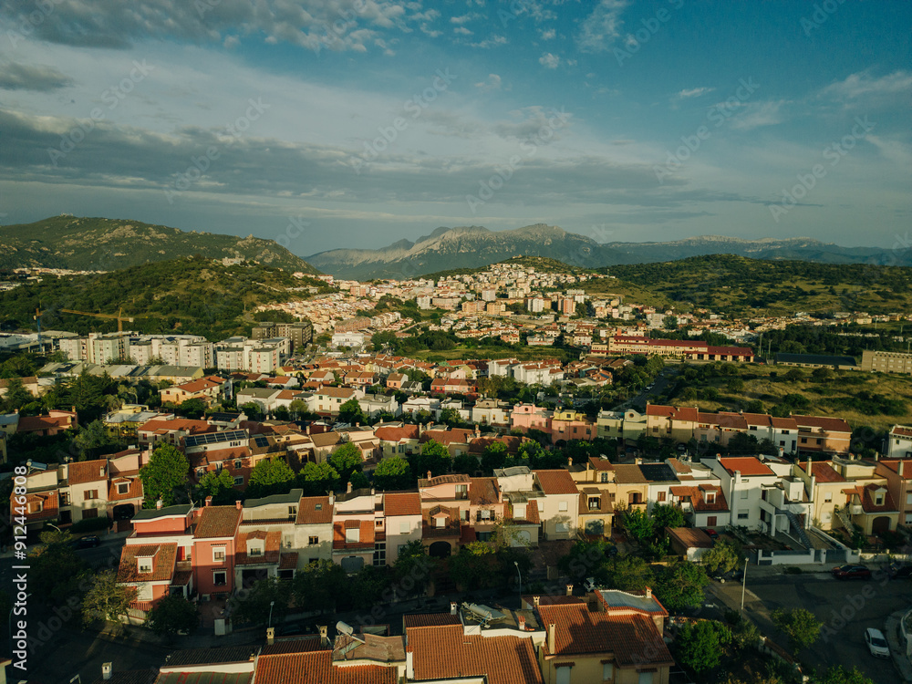 Naklejka premium Aerial view of Nuoro, Province of Nuoro, Italy