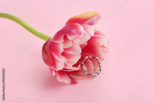 Elegant silver ring resting...