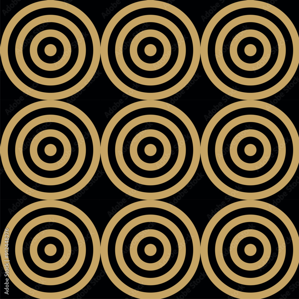 Abstract geometric pattern with circles, stripes, lines. Seamless vector background. Black and gold ornament. Modern reticulated graphic design. Abstract geometric pattern with circles, stripes, lines. Seamless vector background. Black and gold ornament. Modern reticulated graphic design.