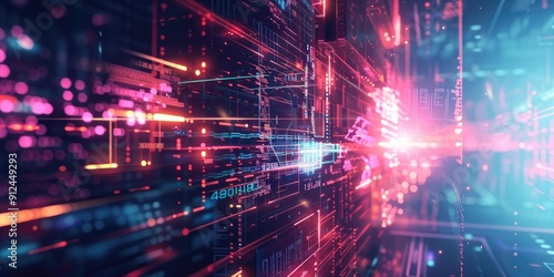 Wallpaper Mural Abstract digital background with glowing lines. Torontodigital.ca