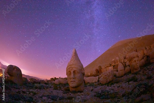 Nemrut mount, Turkey - Ancient stone heads representing the gods of the Kommagene kingdom photo