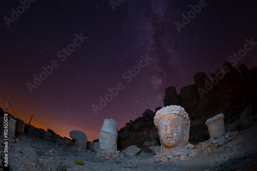 Nemrut mount, Turkey - Ancient stone heads representing the gods of the Kommagene kingdom photo