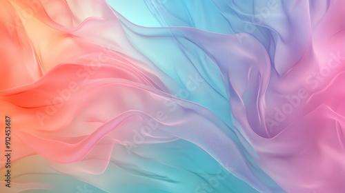 vibrant, abstract, digital art, flowing forms, ethereal, fabric-like, soft pastel colors, pink, blue, peach, smooth texture, fluid, movement, depth, teal background, turquoise gradient, dreamy, delica photo