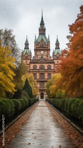 An old vintage metal gate with an archway to the old Zamek Krolewski na Wawelu castle in the center of Krakow.  photo