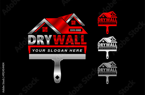 drywall repair logo modern design template on black background