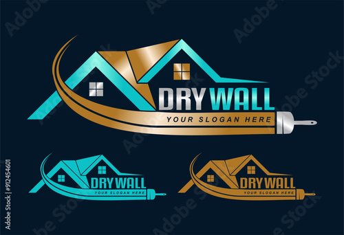 drywall repair logo modern design template on black background