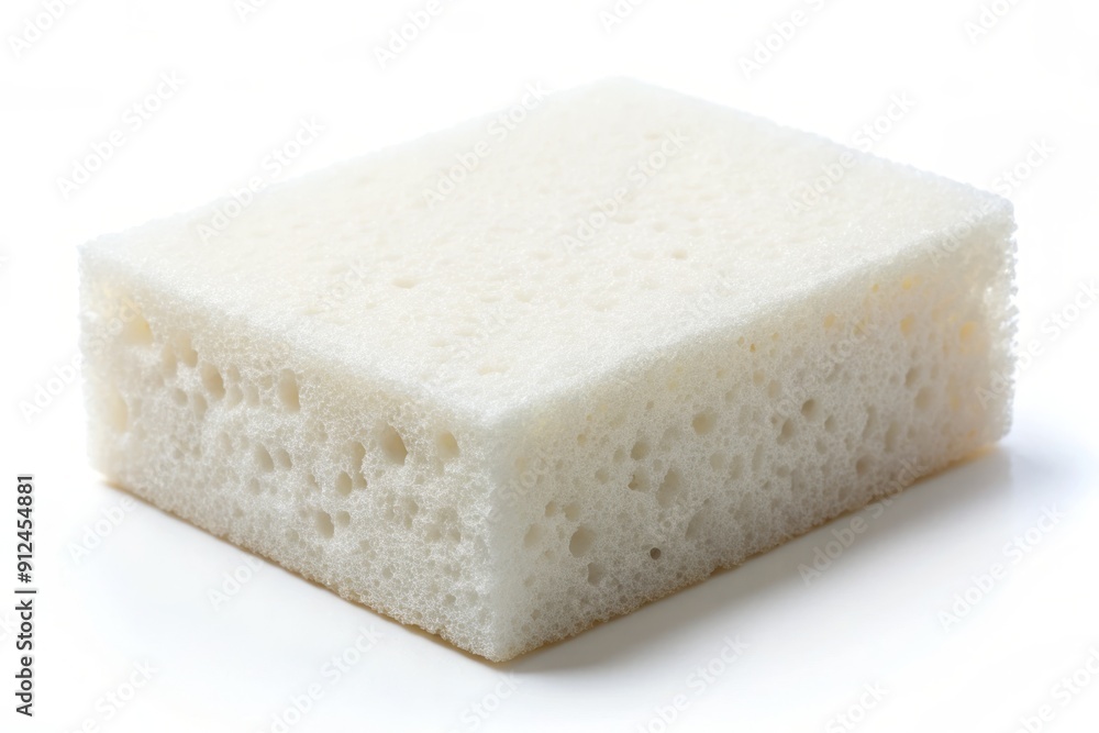Clean white foam sponge for washing dishes isolated on a pure white background, perfect for cleaning and washing utensils efficiently. Clean white foam sponge for washing dishes isolated on a pure white background, perfect for cleaning and washing utensils efficiently.
