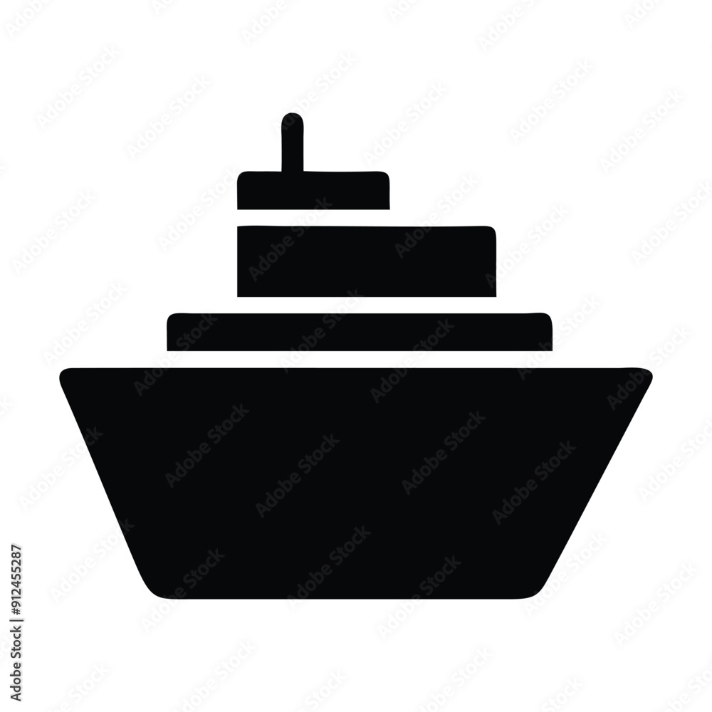 Black and white silhouette of a boat. Vector illustration Black and white silhouette of a boat. Vector illustration