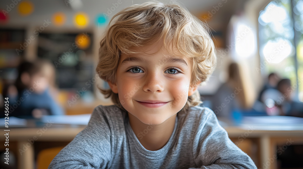 Portrait of a smiling boy in the classroom. Portrait of a smiling boy in the classroom.