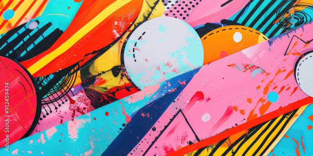 Fototapeta premium Abstract colorful geometric shapes and patterns.