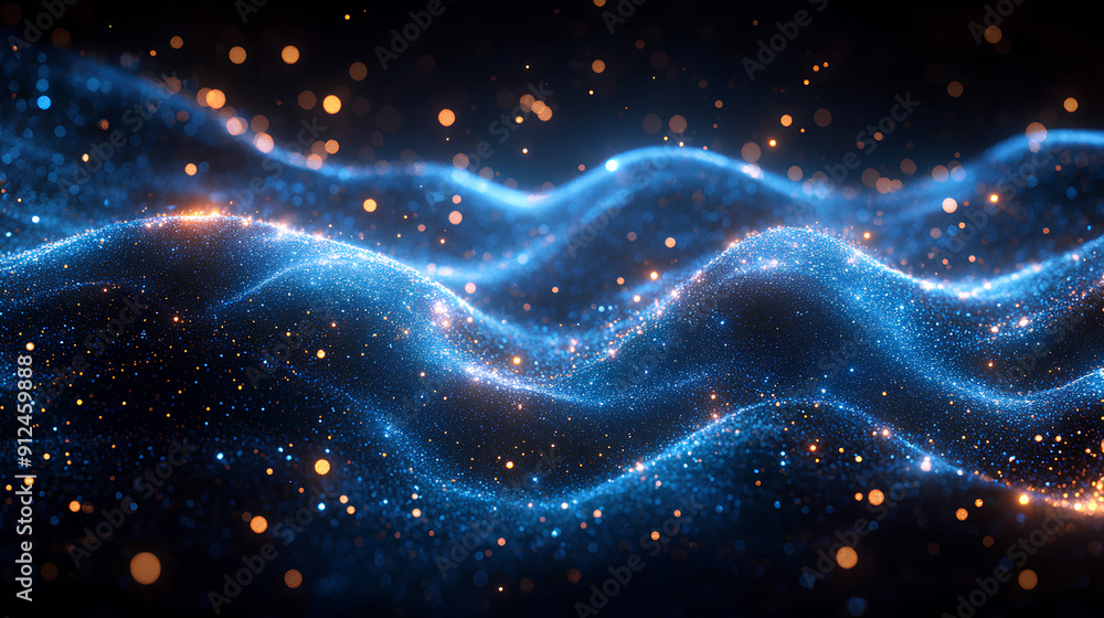 Luminous blue wavy line light line, blue wave lights , blue stars dust trail sparkling particles isolated Luminous blue wavy line light line, blue wave lights , blue stars dust trail sparkling particles isolated