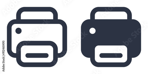 Printer simple icons set designed in filled, outline, line and stroke style