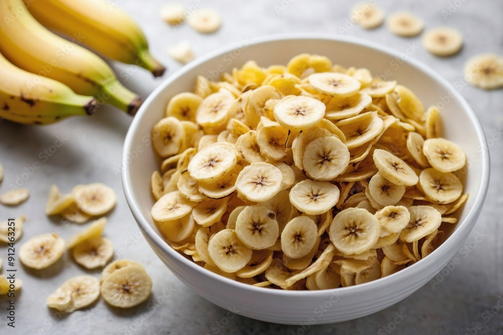Banana Chips in a White Bowl Banana Chips in a White Bowl