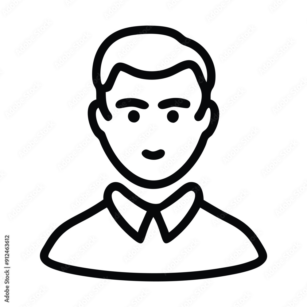 Line art illustration of a smiling man with short hair and a collared shirt. Vector illustration Line art illustration of a smiling man with short hair and a collared shirt. Vector illustration