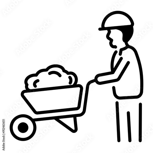 Wheelbarrow icon in line style 