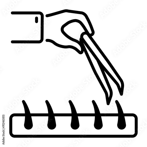 A linear style icon of tweezers 