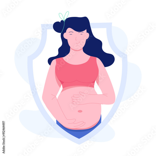 A flat illustration of pregnancy insurance 