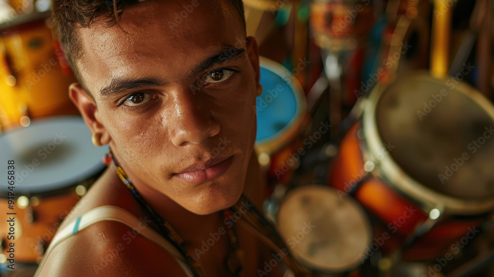 Close-up portrait of a young Venezuelan male musician. Close-up portrait of a young Venezuelan male musician.