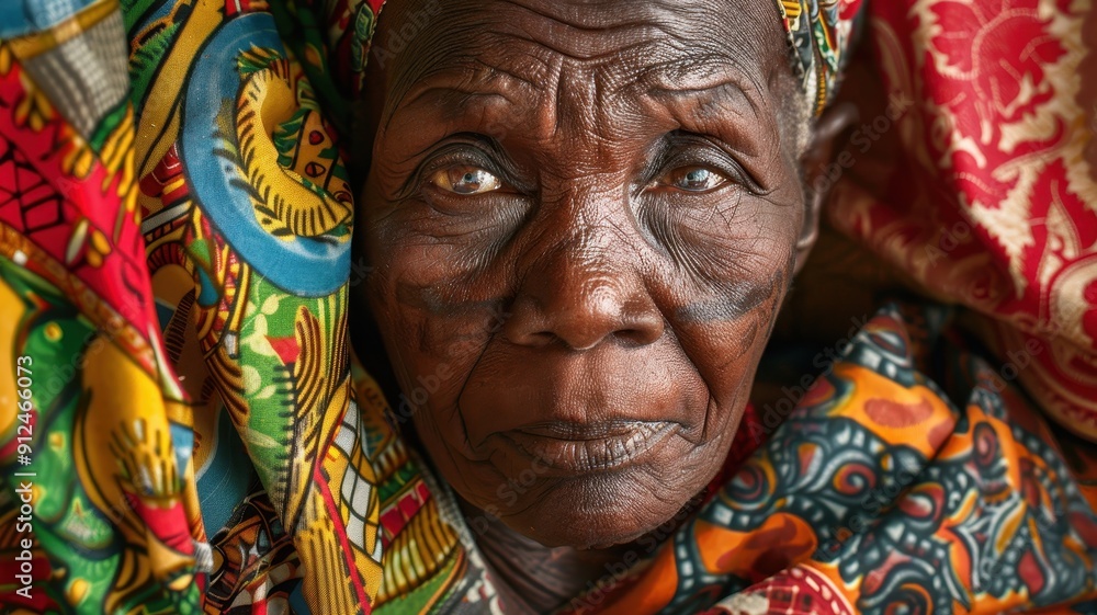 Obraz premium Close-up portrait of an elderly African female artisan.