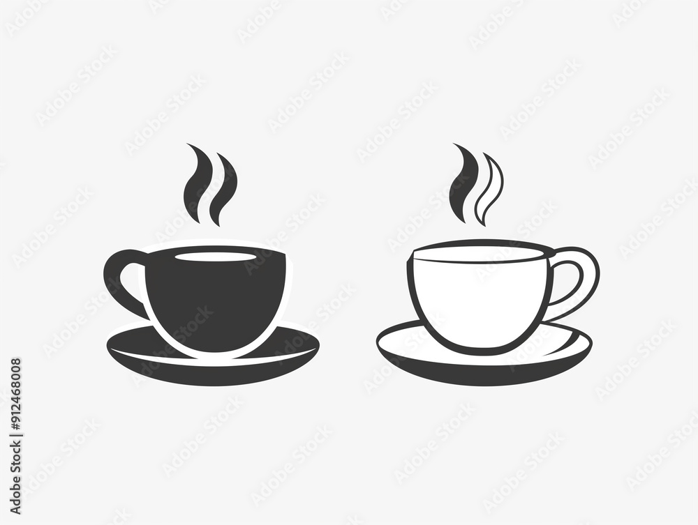 Fototapeta premium Black And White Coffee Cup Icon Illustration