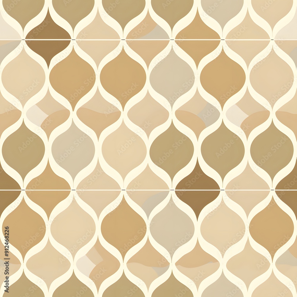Fototapeta premium Elegant geometric tile pattern in warm beige tones.
