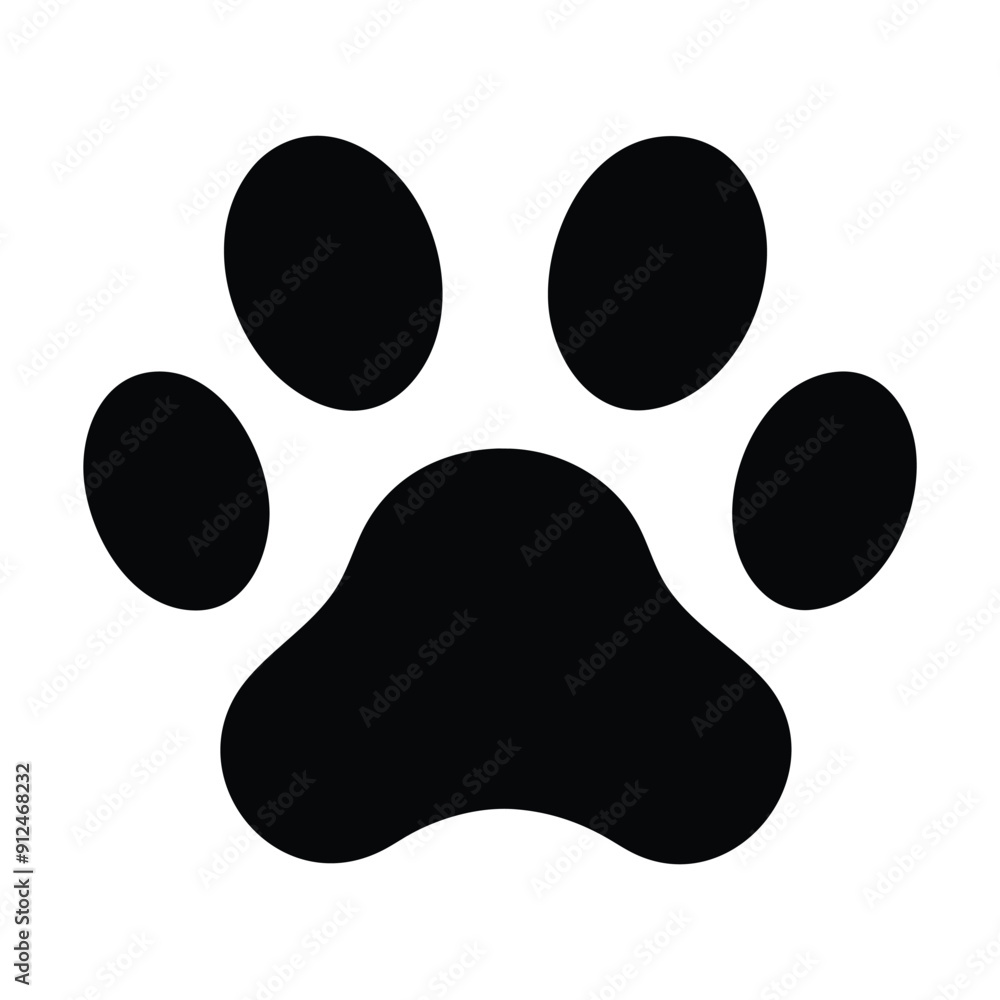 Black and white paw print illustration. Vector illustration Black and white paw print illustration. Vector illustration