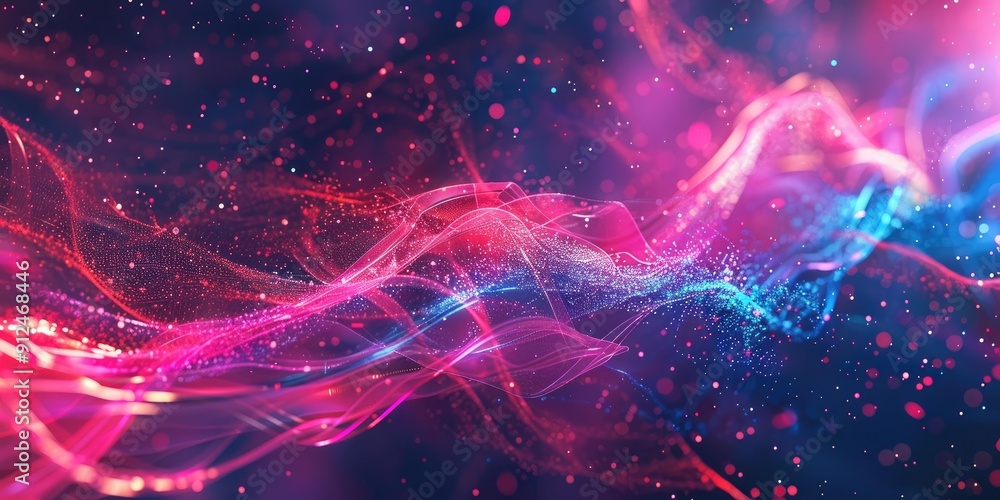 Abstract pink and blue glowing lines with bokeh. Abstract pink and blue glowing lines with bokeh.