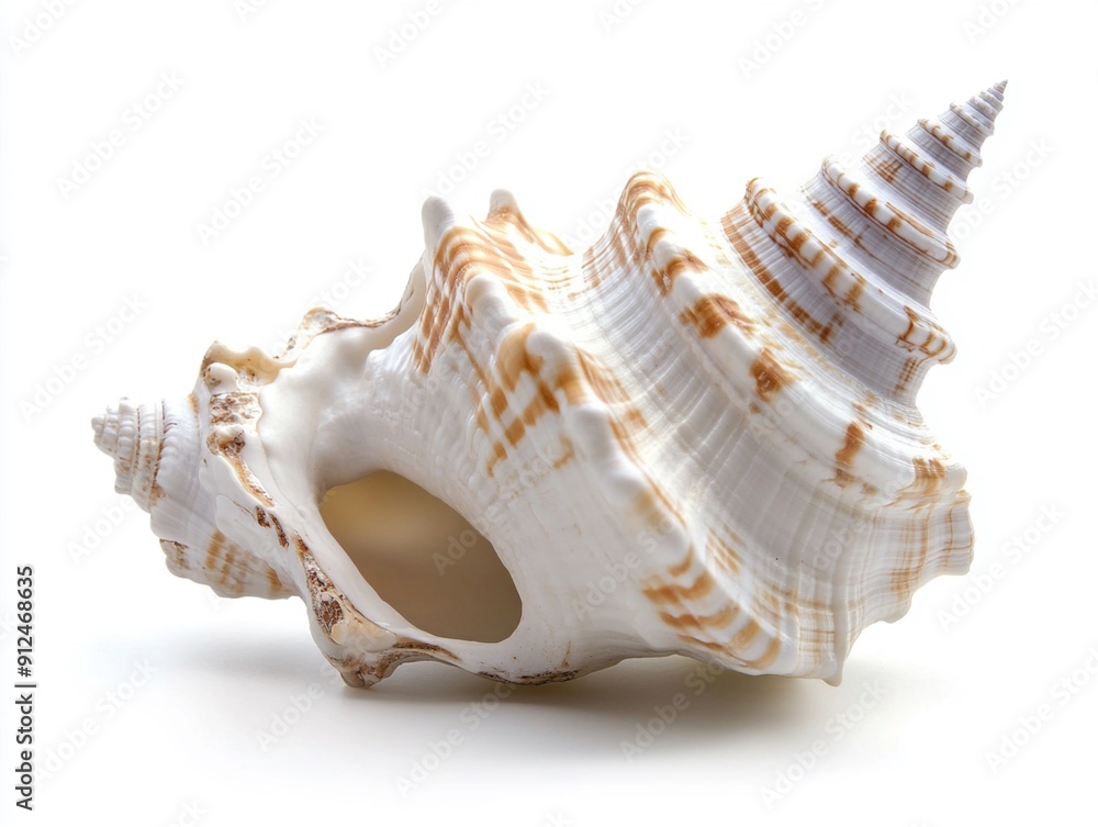 A white seashell on a white background A white seashell on a white background