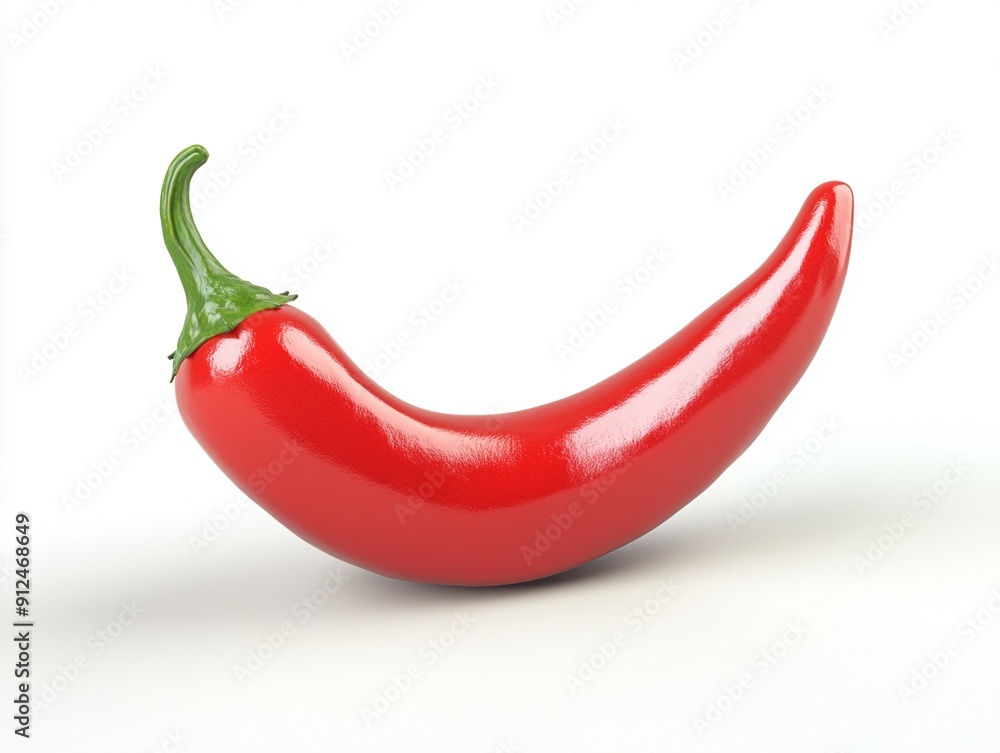 A single red chili pepper on a white background A single red chili pepper on a white background