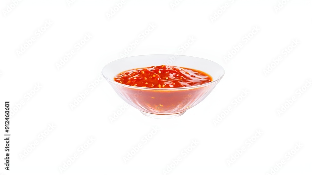 Sweet chili sauce in glass bowl isolated on white background. Sweet chili sauce in glass bowl isolated on white background.