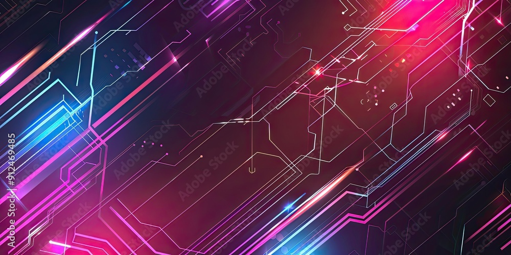 Neon pink and blue lines on dark background. Neon pink and blue lines on dark background.