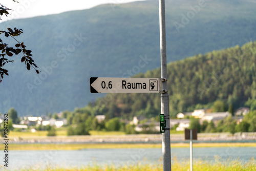 road traffic sign showing direction to the city of Rauma