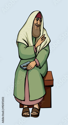 Vector drawing. Old jewish man