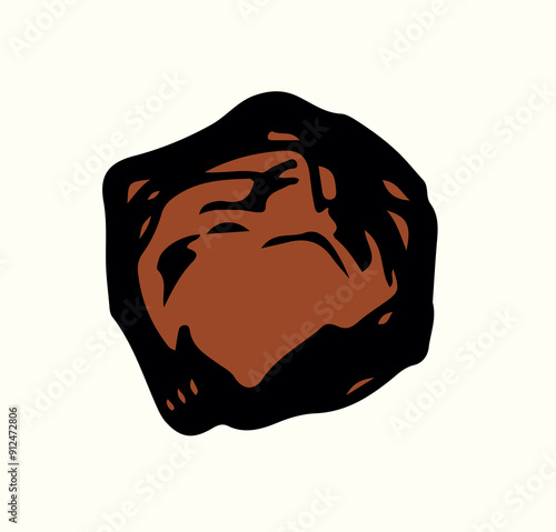 Vector drawing. Small Asteroid in the sky