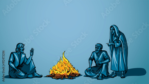 Vector drawing. Man sitting on the ground