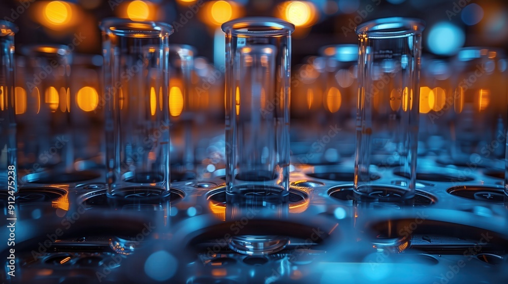 Empty Test Tubes in Laboratory Setting. Set of empty test tubes in a laboratory, ready for use in scientific experiments and medical research. Empty Test Tubes in Laboratory Setting. Set of empty test tubes in a laboratory, ready for use in scientific experiments and medical research.