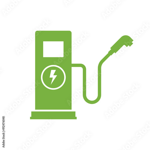 Electric Vehicle EV Charging Station Sign Green Technology Icon