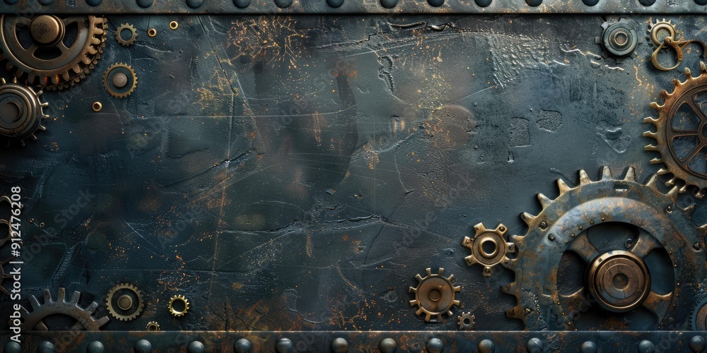 Fototapeta premium Rusty gears on a metal background.