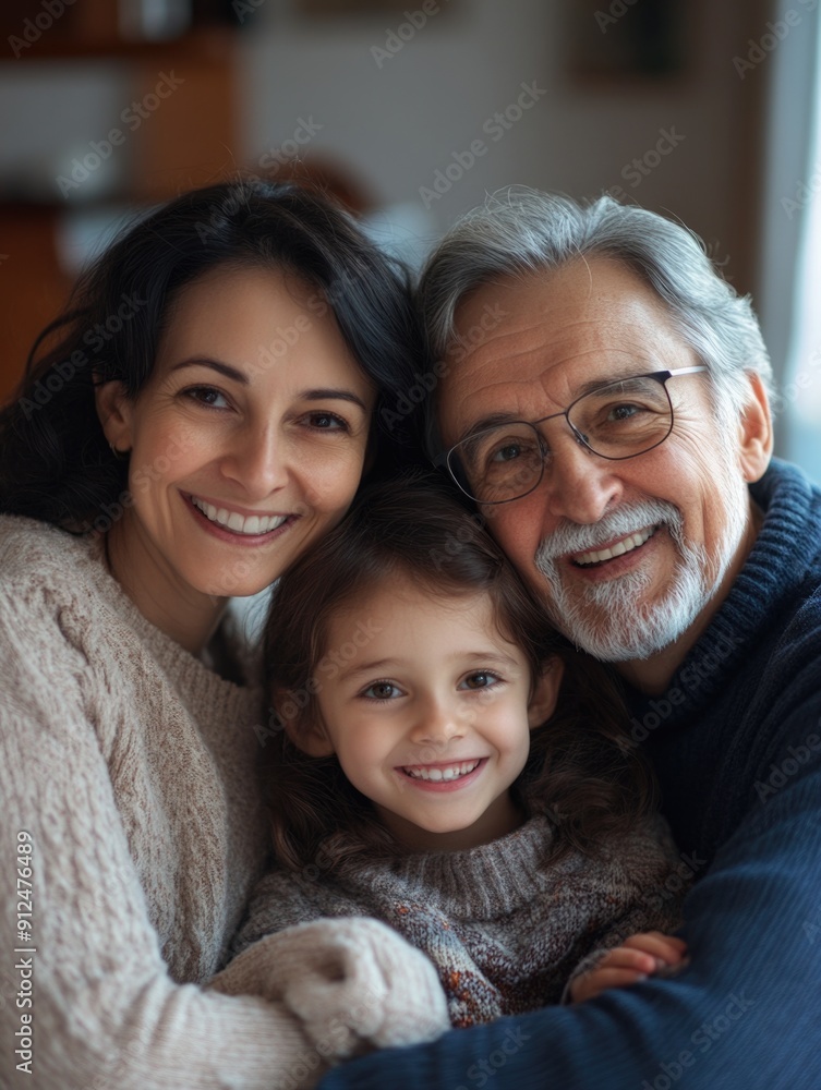 A happy family moment between a man, a woman, and a little girl A happy family moment between a man, a woman, and a little girl