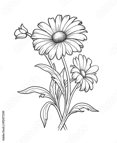 Wallpaper Mural flower outline illustration coloring book page design, flower black and white line art drawing coloring book pages for children and adults,Line art garden flowers set. Botanical illustration Torontodigital.ca