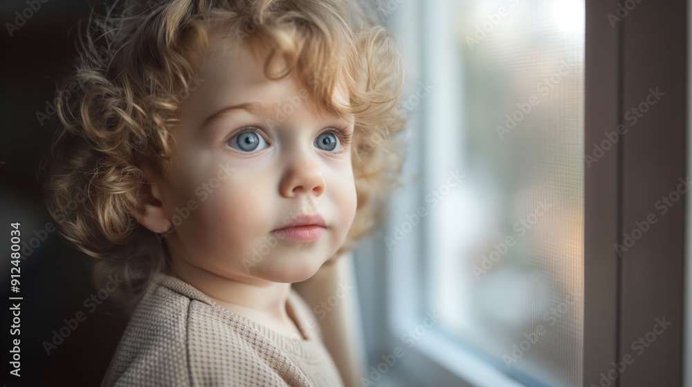 Portrait of toddler standing near window Portrait of toddler standing near window