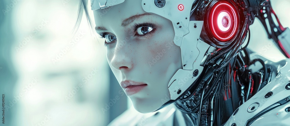 Futuristic 3D rendering of advanced robotic technology highlighting artificial intelligence and machine learning concepts Innovative research in bionic science for the future of humanity Futuristic 3D rendering of advanced robotic technology highlighting artificial intelligence and machine learning concepts Innovative research in bionic science for the future of humanity
