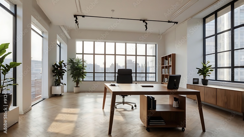Minimalist workspace clean lines and natural ligh Minimalist workspace clean lines and natural ligh