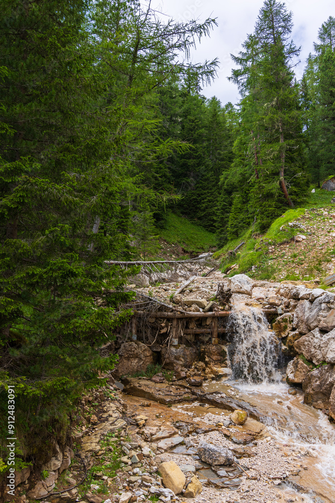 Hiking in Ciampedie near Catinaccio mountain following the path to Malga Vael - Val di Fassa - Italy Hiking in Ciampedie near Catinaccio mountain following the path to Malga Vael - Val di Fassa - Italy