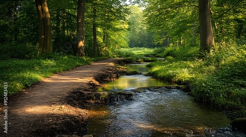 Tranquil Stream. Nature's Peaceful Beauty concept photo