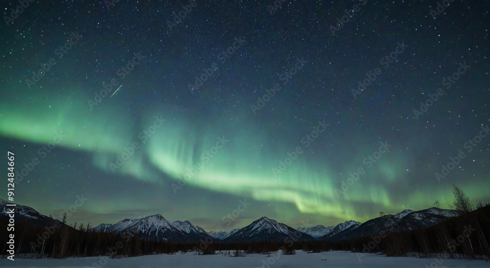 aurora borealis in the mountains