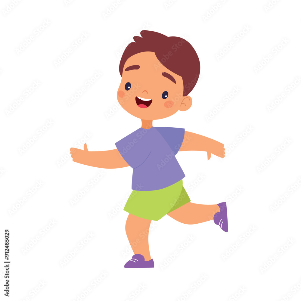 Boy Kid Running at Sport Lesson Vector Illustration Boy Kid Running at Sport Lesson Vector Illustration