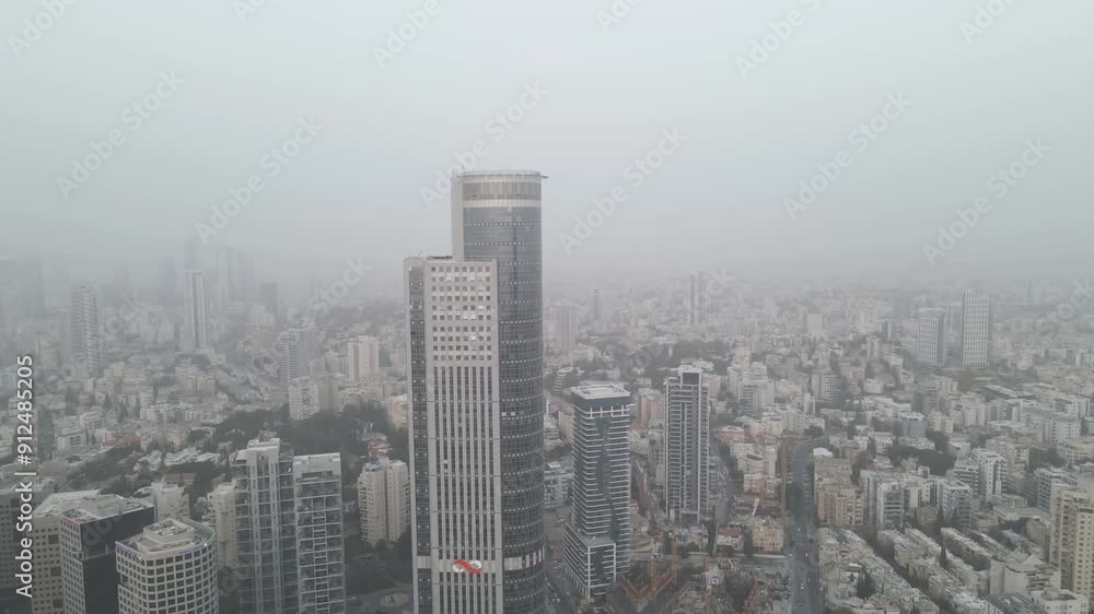Aerial video above skyscrapers in the city of Ramat Gan Israel Aerial video above skyscrapers in the city of Ramat Gan Israel