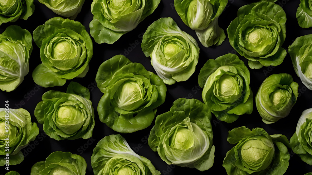 Cabbage pattern top view on black background Cabbage pattern top view on black background